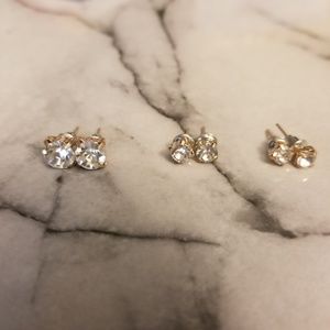 Gold Rhinestone Stud Earrings